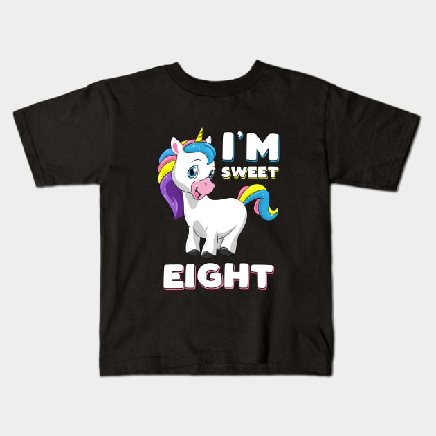 I'm eight Girl Shirt Sweet Unicorn 8th birthday Kids Party Kids T-Shirt by ELFEINHALB